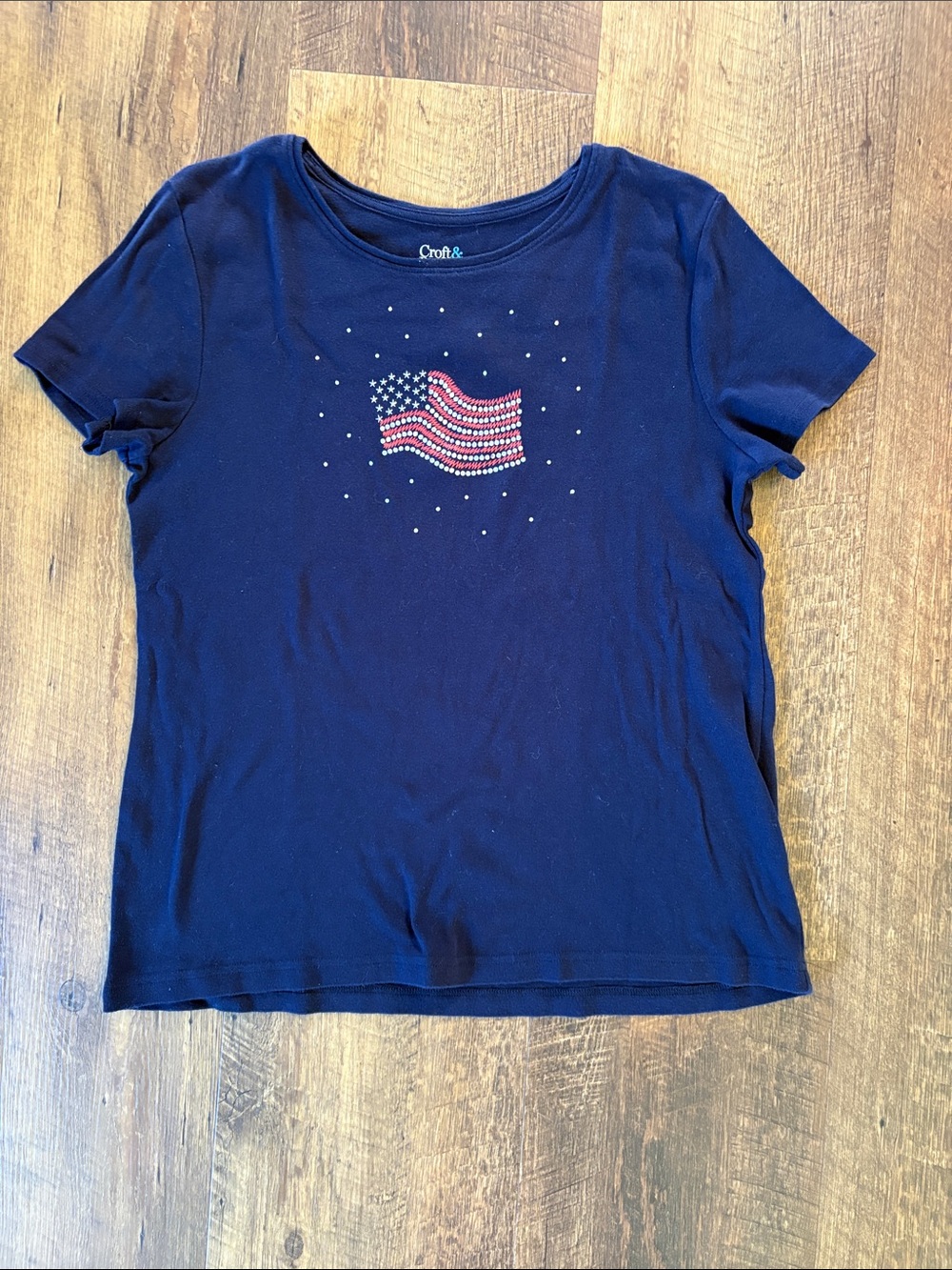 croft & barrow Navy Short-Sleeve Tee with Studded Flag